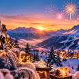 Panorama hivernale alpine et féerique